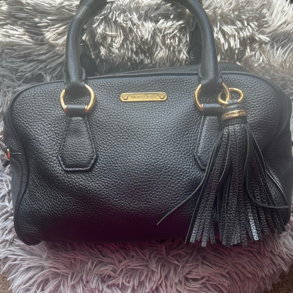Michael Kors Black Satchel with Gold Hardware